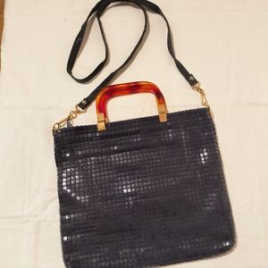 Chic Vintage Metal Mesh, Lucite Handles Shoulder Bag/Hand Bag